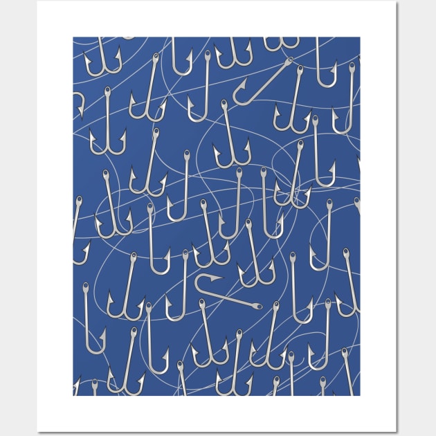 Fishing hooks pattern Wall Art by nickemporium1